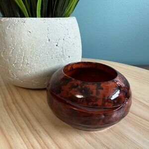 JH Huberhaus Pottery 1996 Studio Sgraffito Egg Separator Redware Pottery